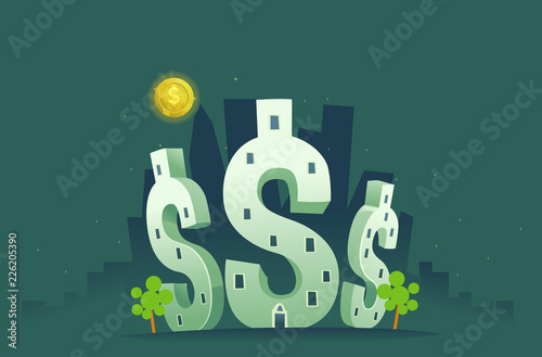 Dollar Sign Buildings Illus...