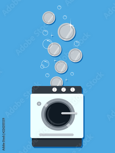 Laundry Business Coins Illustration