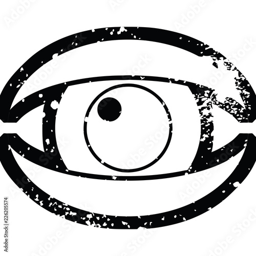 Distressed effect staring eye graphic icon