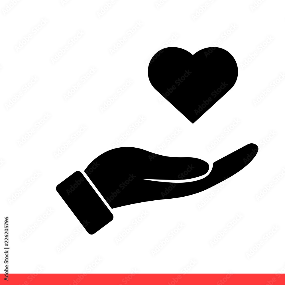 Heart vector icon, hand symbol. Simple, flat design for web or mobile app Heart vector icon, hand symbol. Simple, flat design for web or mobile app