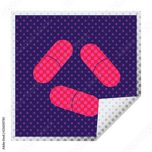 pills square peeling sticker