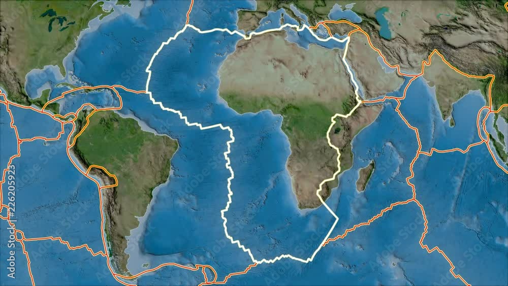 African tectonic plate. Satellite imagery A. Stroke first. Van der Grinten projection African tectonic plate. Satellite imagery A. Stroke first. Van der Grinten projection