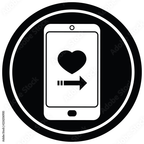 dating app on cell phone circular symbol