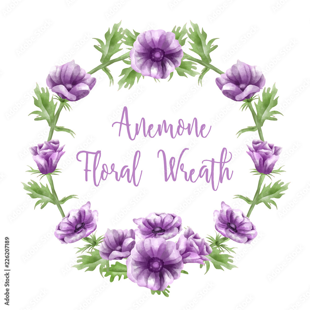 purple anemone flower arrangements, watercolors, text templates