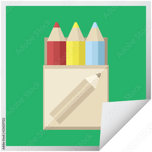 pack of coloring pencils graphic square sticker