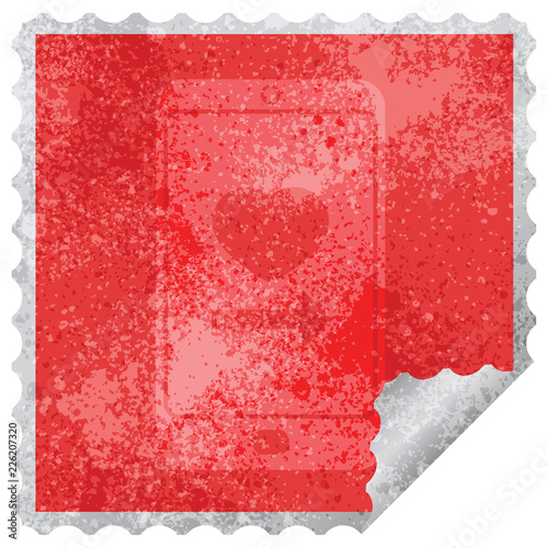 dating app on cell phone square peeling sticker