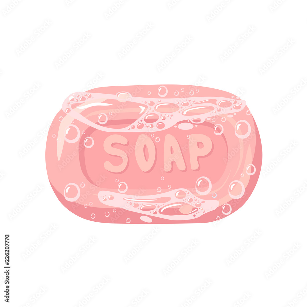 Bar of soap with foam isolated on white. Vector illustration. Bar of soap with foam isolated on white. Vector illustration.