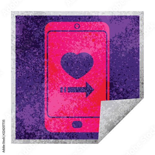 dating app on cell phone square peeling sticker