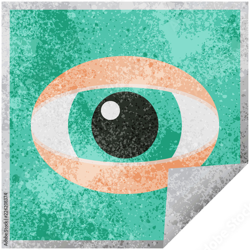 staring eye graphic square sticker