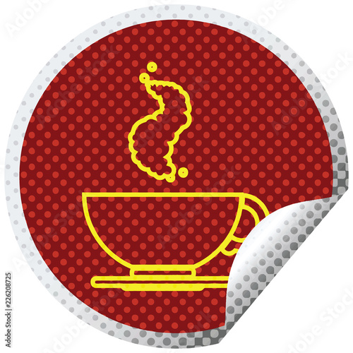 Coffee cup circular peeling sticker