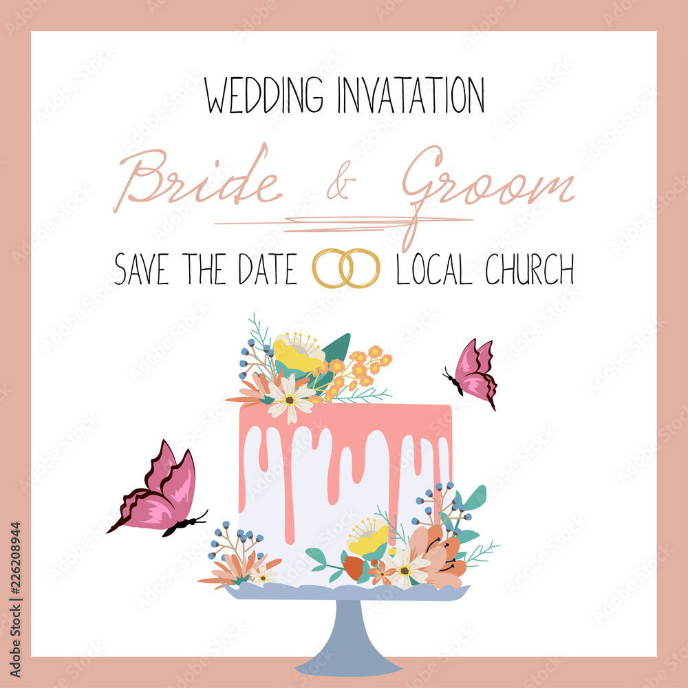 Wedding invitation card design, vector illustration.