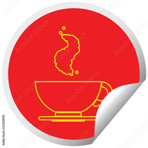 Coffee cup circular peeling sticker