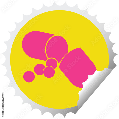 Capsule pill circular peeling sticker