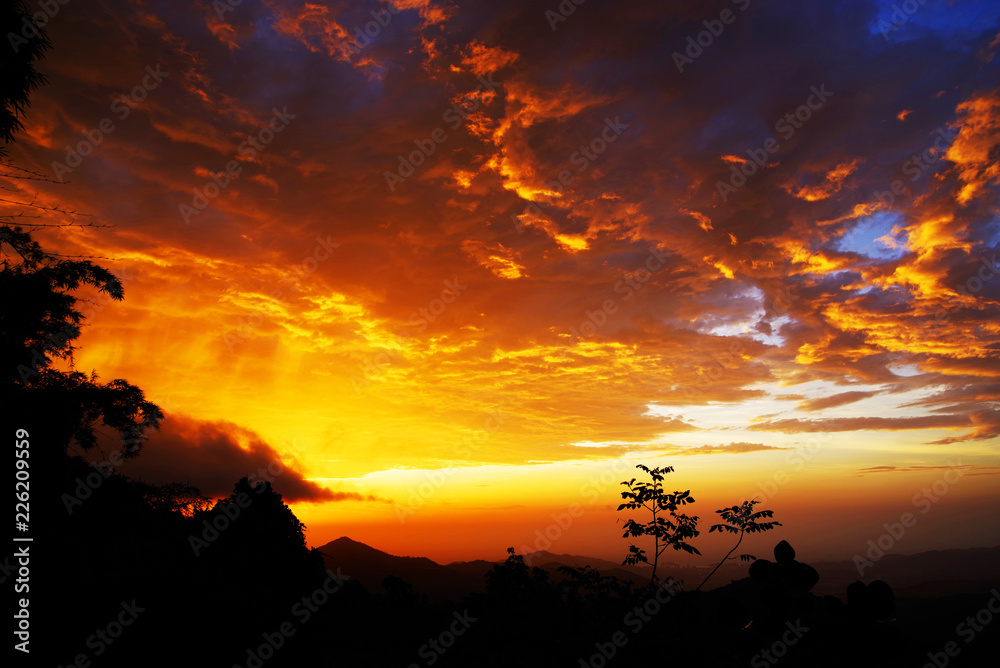 Sunset light over Minca, Colombia, South America