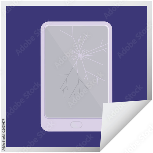 broken electronic tablet vector square sticker