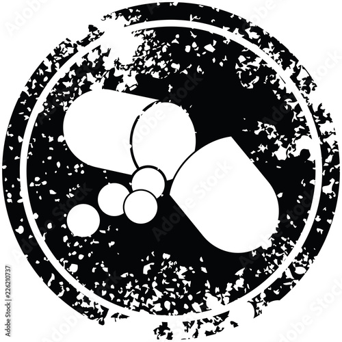 Capsule pill circular distressed symbol