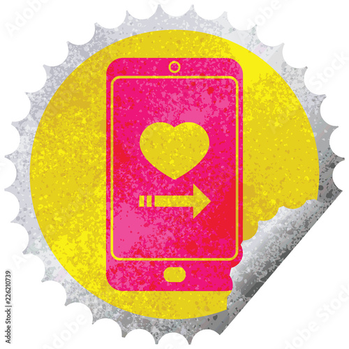 dating app on cell phone circular peeling sticker
