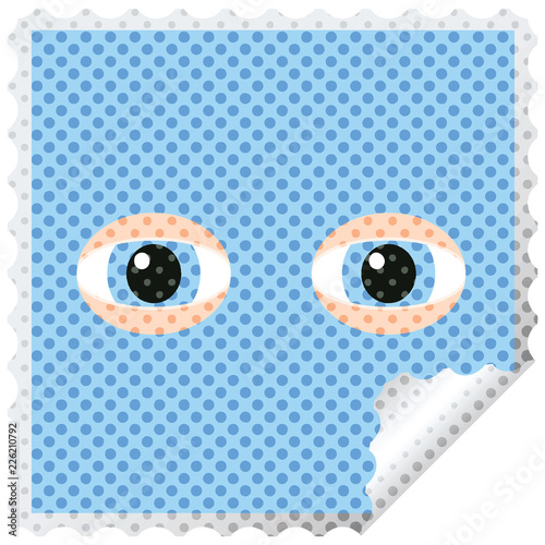 staring eyes graphic vector illustration square sticker stamp