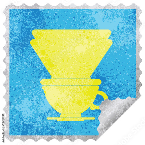 coffee filter cup square peeling sticker