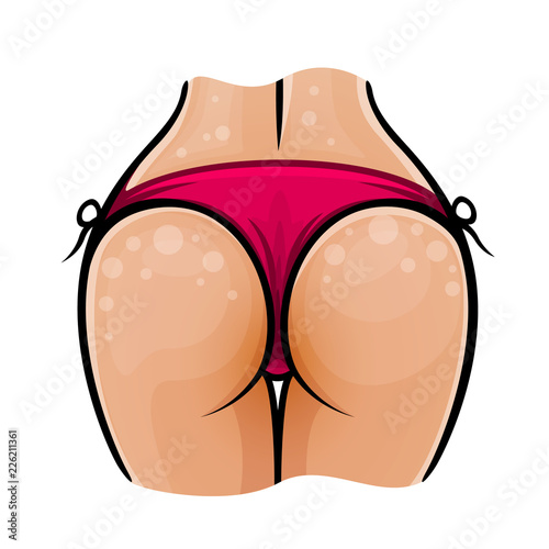 Women Booty in a swimsuit on a white background. Vector illustration