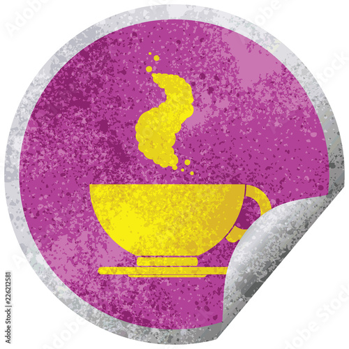Coffee cup circular peeling sticker