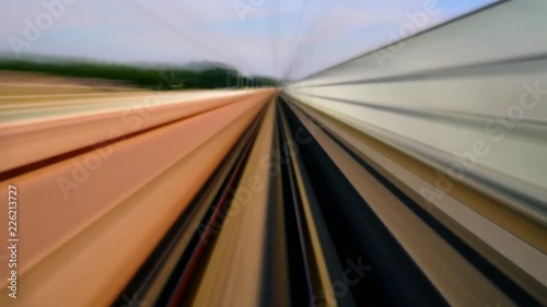 Seamless loop timelapse of high-speed train ride photo