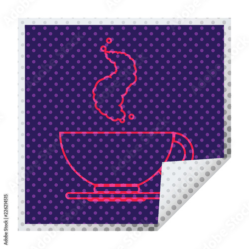 Coffee cup square peeling sticker