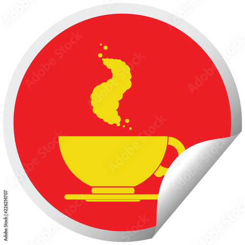 Coffee cup circular peeling sticker