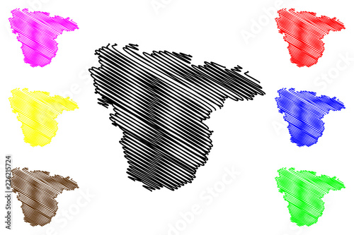 Voronezh Oblast (Russia, Subjects of the Russian Federation, Oblasts of Russia) map vector illustration, scribble sketch Voronezh Oblast map