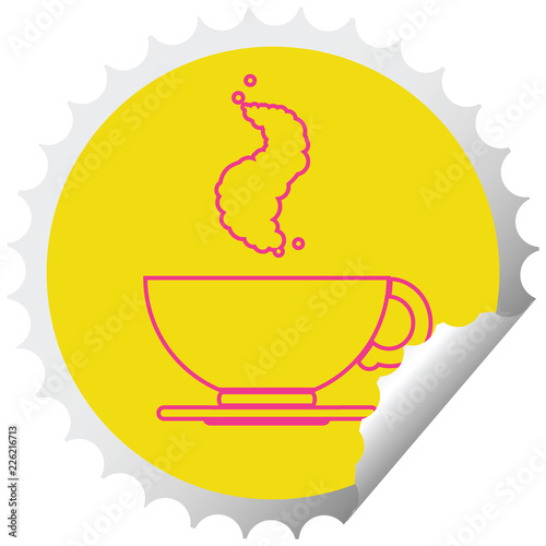 Coffee cup circular peeling sticker