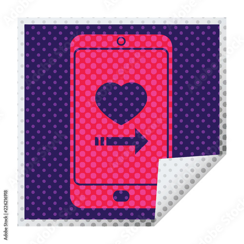dating app on cell phone square peeling sticker