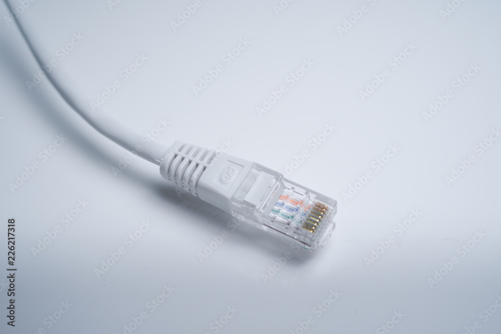 Ethernet cable Cat 5 RJ45 on white isolated background