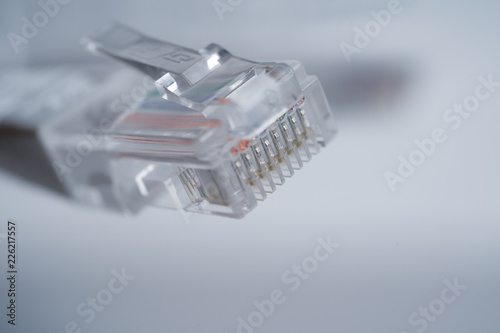 Ethernet cable Cat 5 RJ45 on white isolated background