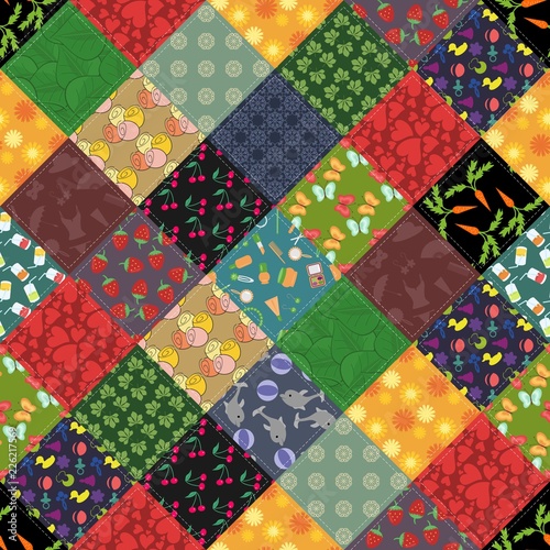 patchwork background with different patterns