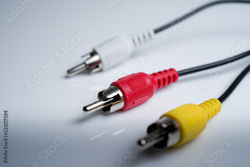 Composite video cable on white isolated background