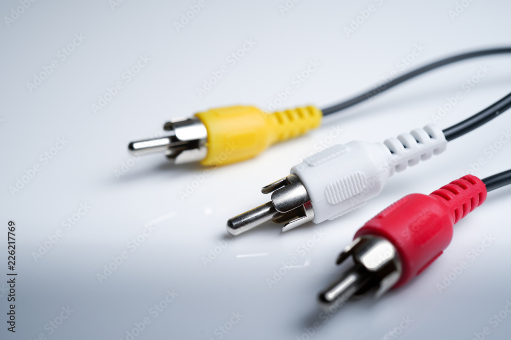 Composite video cable on white isolated background Composite video cable on white isolated background