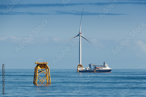 Offshore vessel in the sea