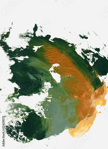 Texture multi-colored paints on a gray sheet of paper
