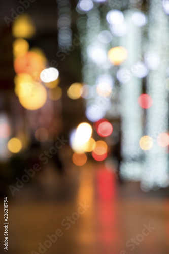 Blurry background image of defocused colorful lights at night