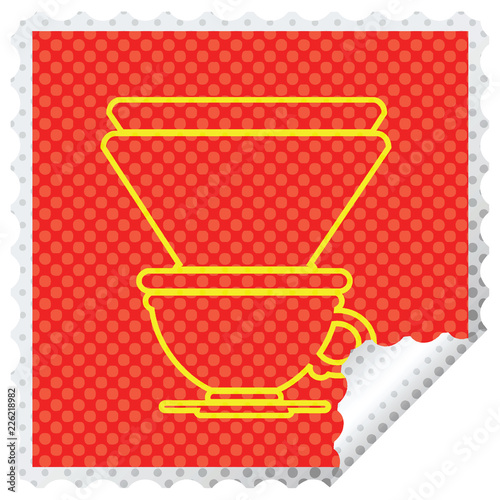 coffee filter cup square peeling sticker