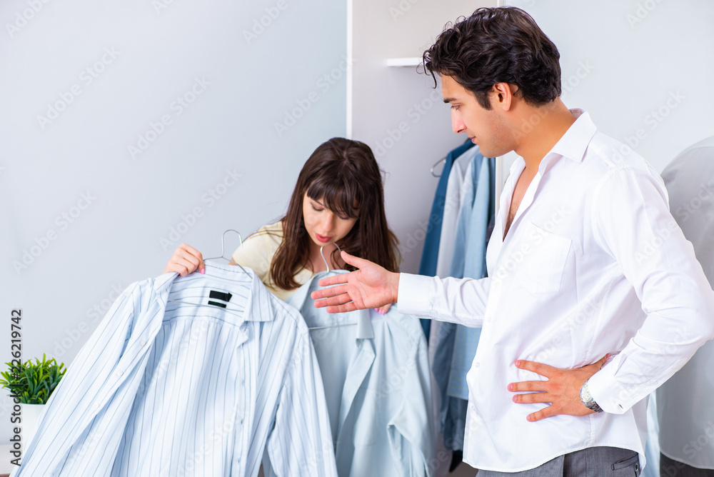 Woman sees her husband off to work Woman sees her husband off to work