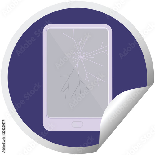 broken electronic tablet vector circular sticker