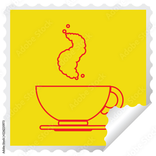 Coffee cup square peeling sticker