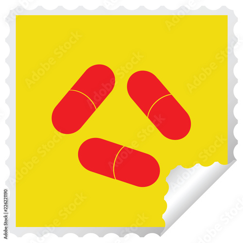 pills square peeling sticker