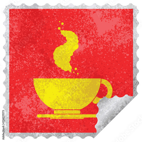 Coffee cup square peeling sticker