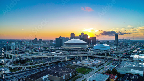 Obraz na płótnie Aerial View of New Orleans, Louisiana, USA Skyline at Sunrise
