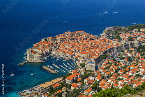 Overview to the old town of Dubrovnik, Croatia.