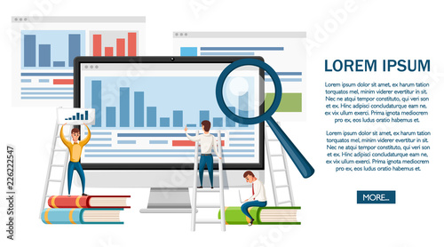 Language school concept banner. Monitor, books, and humans. Online education concept. Flat vector illustration on white background. Website page and mobile app design