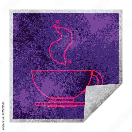 Coffee cup square peeling sticker