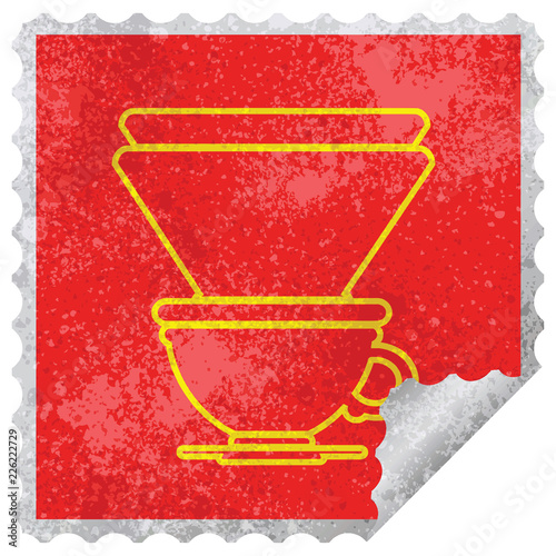 coffee filter cup square peeling sticker